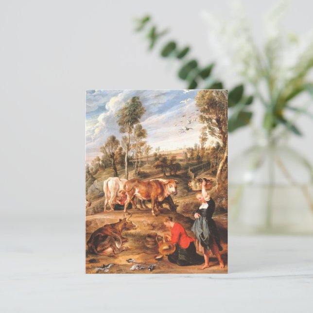 Peter Paul Rubens Milkmaids with Cattle in a Lands RSVP Card (Standing Front)