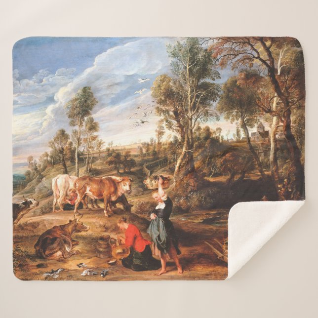 Peter Paul Rubens Milkmaids with Cattle in a Lands Sherpa Blanket (Front (Horizontal))