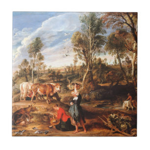 Peter Paul Rubens Milkmaids with Cattle in a Lands Tile