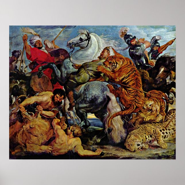 Peter Paul Rubens - Tiger and lion hunting Poster (Front)