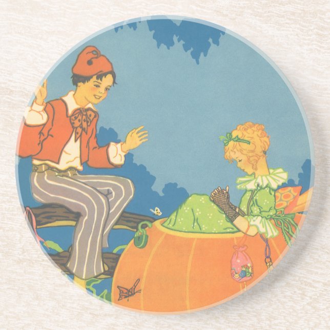 Peter Peter Pumpkin Eater, Vintage Nursery Rhyme Coaster (Front)