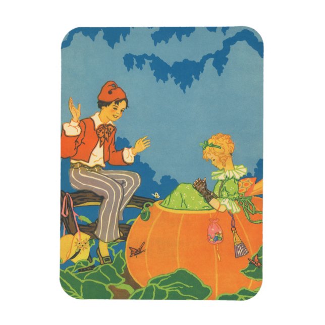 Peter Peter Pumpkin Eater, Vintage Nursery Rhyme Magnet (Vertical)