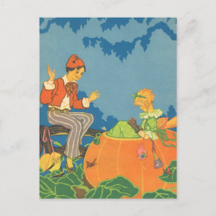 Peter Peter Pumpkin Eater, Vintage Nursery Rhyme Postcard
