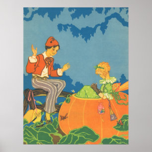 Peter Peter Pumpkin Eater, Vintage Nursery Rhyme Poster