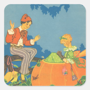 Peter Peter Pumpkin Eater, Vintage Nursery Rhyme Square Sticker