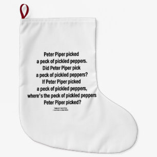 Peter Piper Picked Peck Of Pickled Peppers Large Christmas Stocking