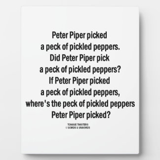 Peter Piper Picked Peck Of Pickled Peppers Plaque