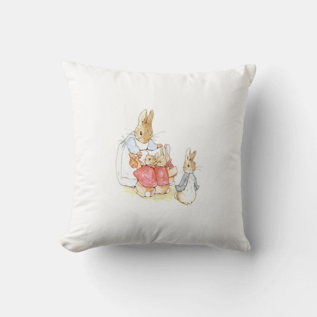 Peter Rabbit and his Sisters (by Beatrix Potter) Cushion (Front)