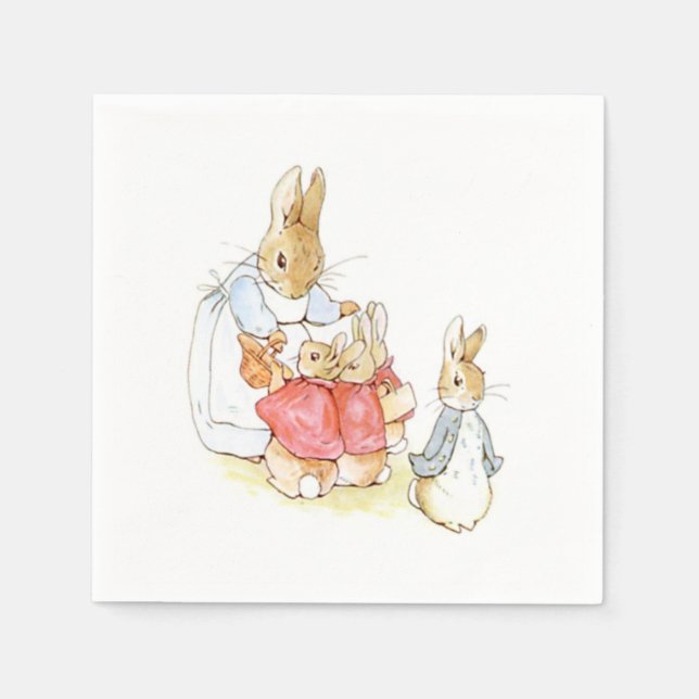 Peter Rabbit and his Sisters (by Beatrix Potter) Napkin (Front)