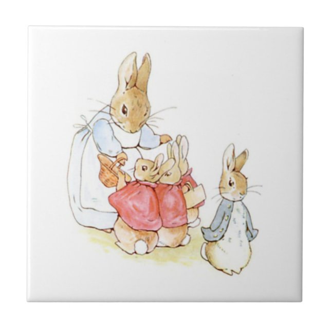Peter Rabbit and his Sisters (by Beatrix Potter) Tile (Front)