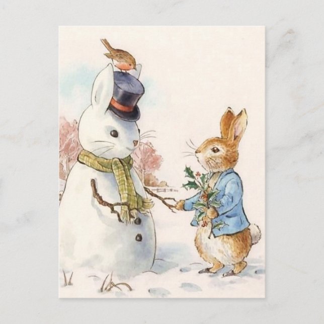 Peter Rabbit and the Snowman by Beatrix Potter Postcard (Front)