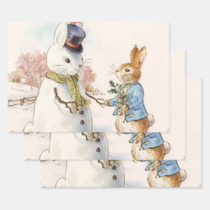 Peter Rabbit and the Snowman by Beatrix Potter Wrapping Paper Sheet
