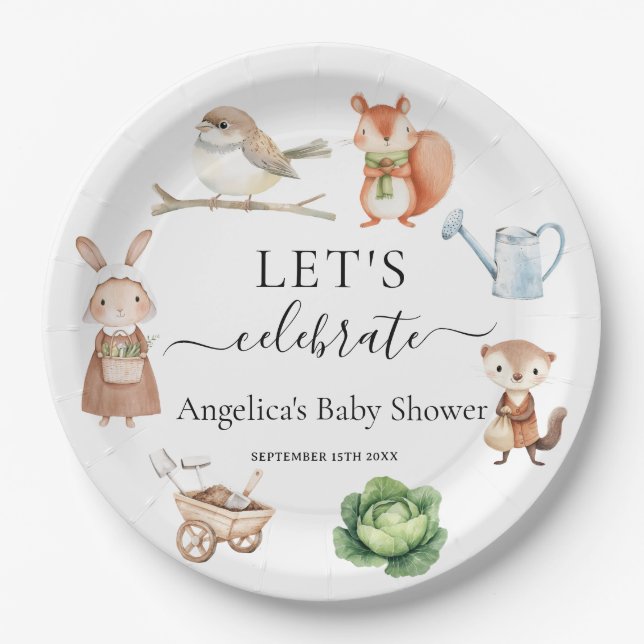 Peter Rabbit Animals Garden Tools Baby Shower  Paper Plate (Front)
