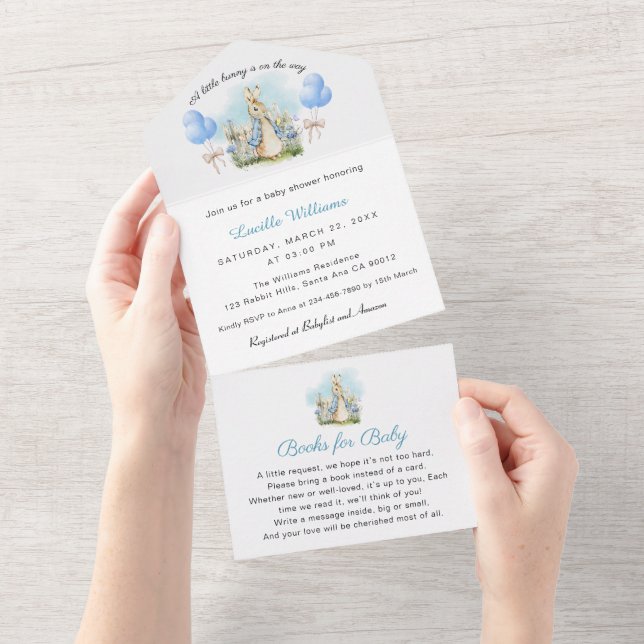 Peter Rabbit Baby Boy All in One Invite (Tearaway)