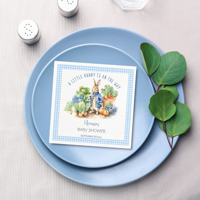 Peter rabbit baby boy baby shower printed napkin (Peter rabbit baby boy baby shower monogram printed napkins template personalized tableware decor)