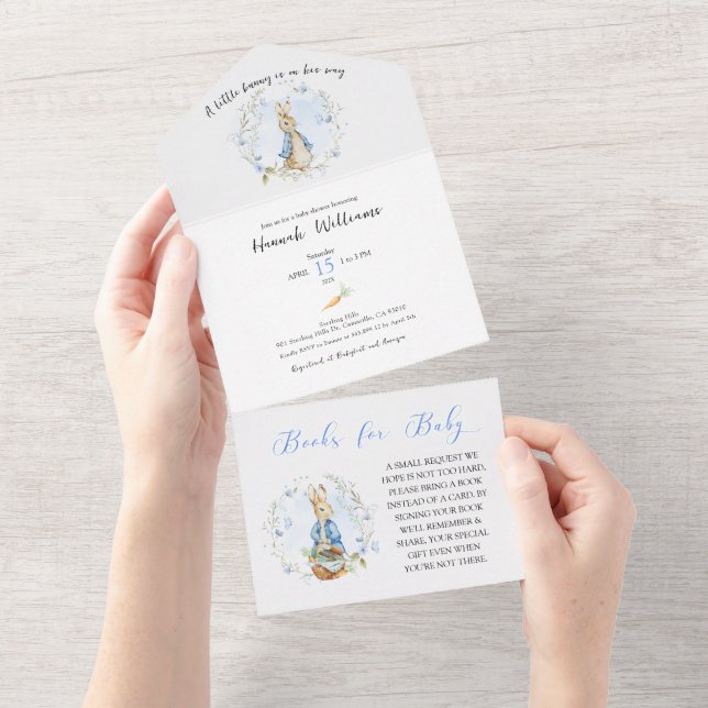 Peter Rabbit Baby Boy Invite + Books Card (Tearaway)