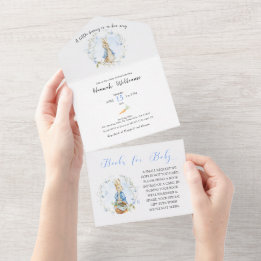 Peter Rabbit Baby Boy Invite + Books Card