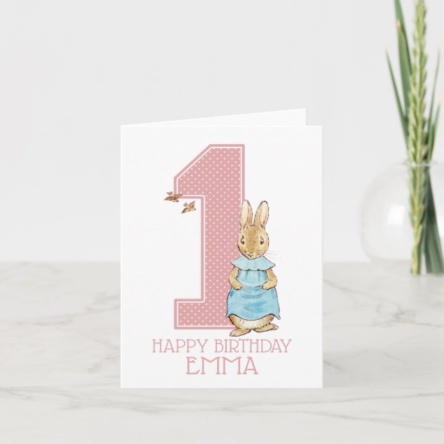 Peter Rabbit | Baby Girl's First Birthday Card (Front)