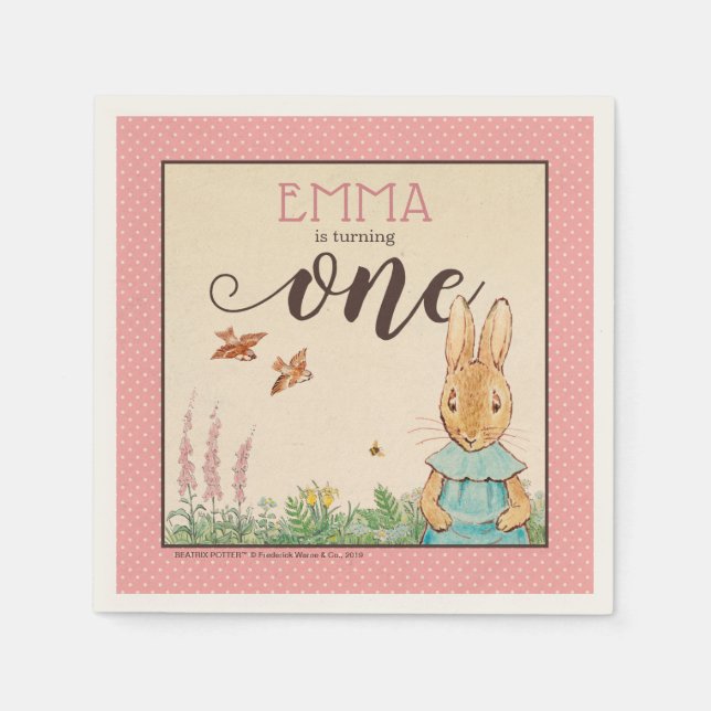 Peter Rabbit | Baby Girl's First Birthday Napkin (Front)