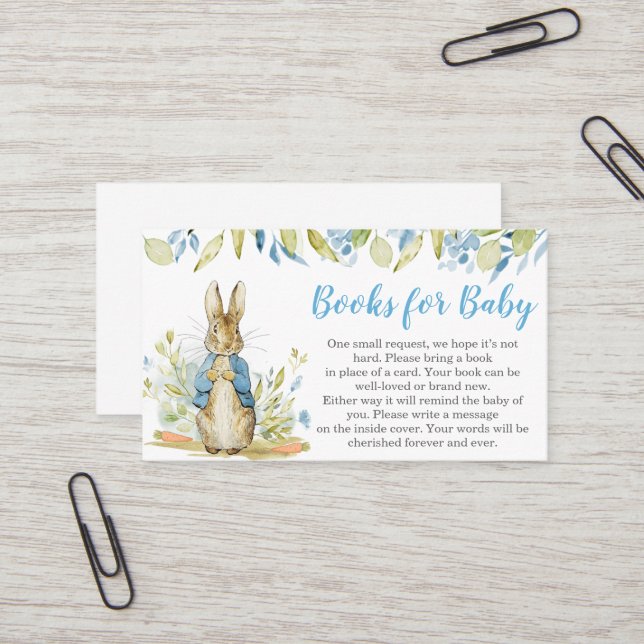 Peter Rabbit Baby Shower Books for Baby Business Card (Front/Back In Situ)
