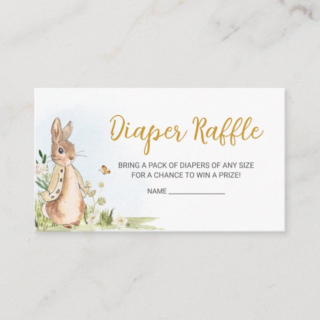 Peter Rabbit Baby Shower Diaper Raffle Enclosure Card (Front)