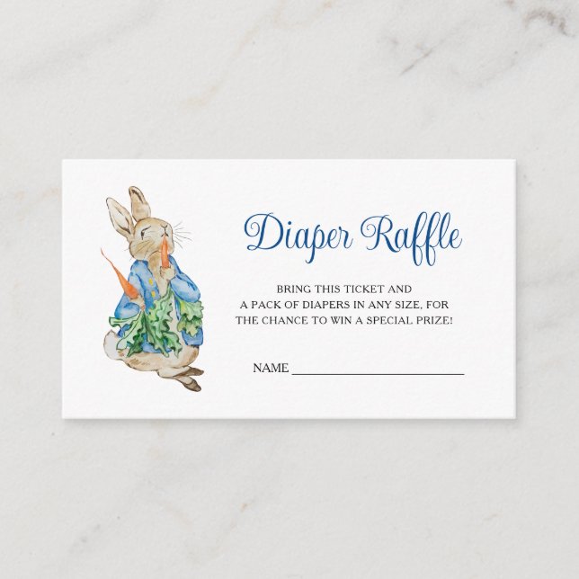 Peter Rabbit Baby Shower Diaper Raffle Enclosure Card (Front)
