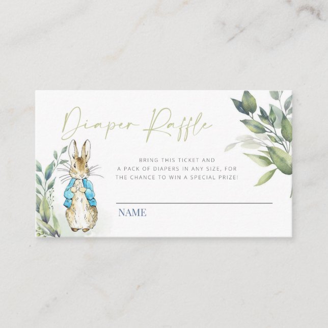 Peter Rabbit Baby Shower Diaper Raffle Insert Card (Front)