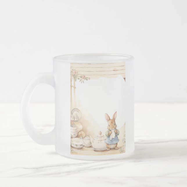 Peter Rabbit Baby Shower Frosted Glass Coffee Mug (Left)