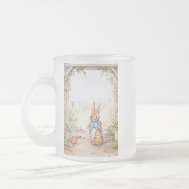 Peter Rabbit Baby Shower Frosted Glass Coffee Mug (Left)