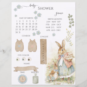 Peter Rabbit Baby Shower Guessing Game