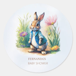 Peter Rabbit Baby Shower Invitation Classic Round Sticker
