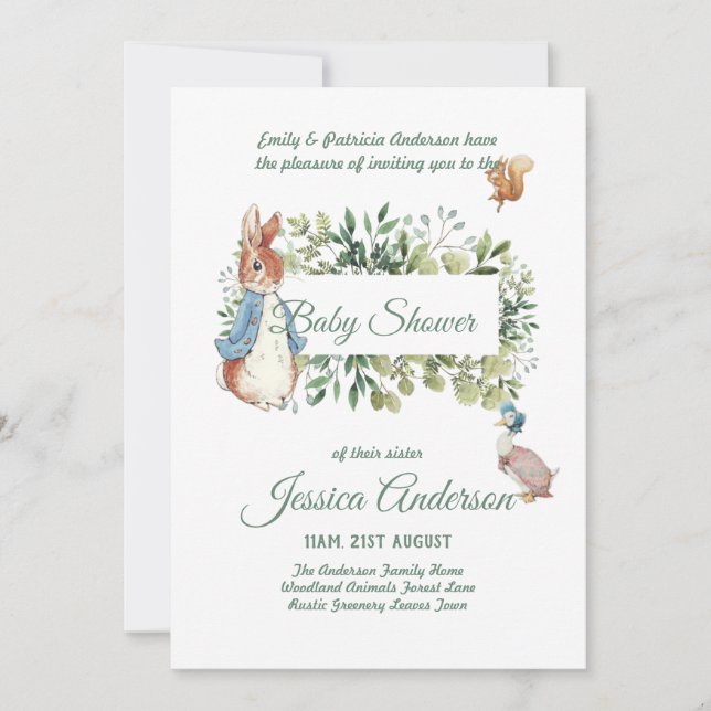 Peter Rabbit BABY SHOWER Invitations Boy or Girl (Front)