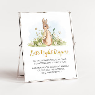 Peter Rabbit Baby Shower Late Night Diapers Poster