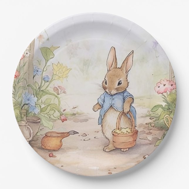 Peter Rabbit Baby Shower Paper Plate (Front)