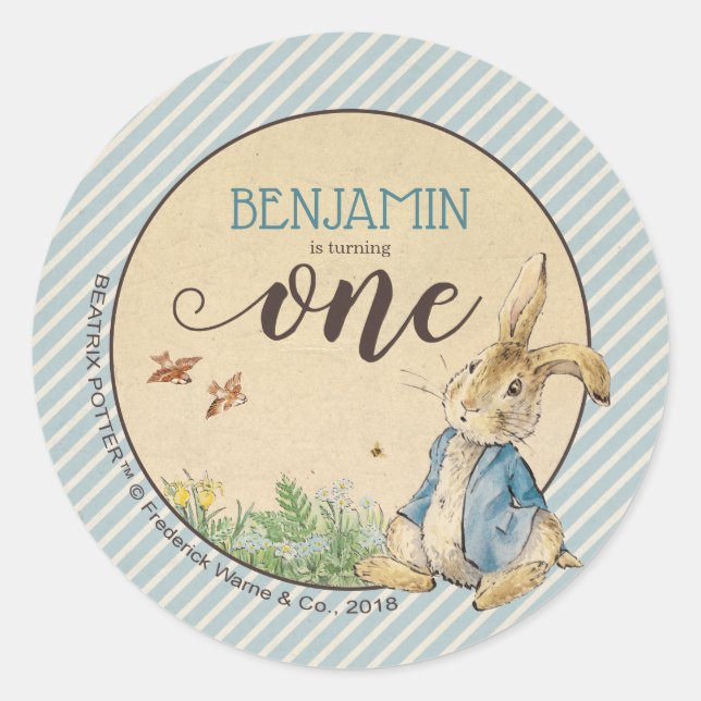 Peter Rabbit | Baby's First Birthday Classic Round Sticker (Front)