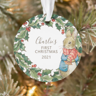 Peter Rabbit Baby's First Christmas with Photo Ornament