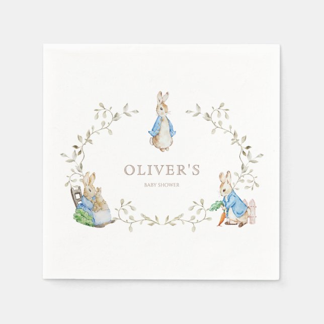 Peter Rabbit Beatrix Potter Greenery Watercolor  Napkin (Front)