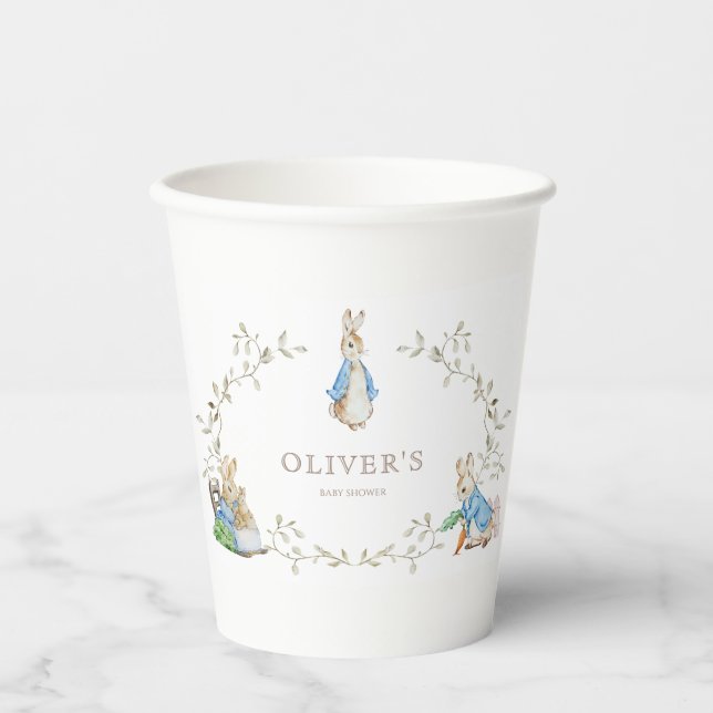 Peter Rabbit Beatrix Potter Greenery Watercolor  Paper Cups (Front)
