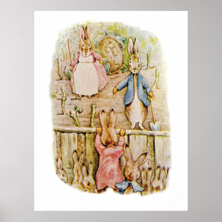 Peter Rabbit Benjamin and Flopsy Bunny Beatrix Pot Poster