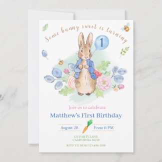Peter Rabbit Birthday Invitation Bunny 1st Invite