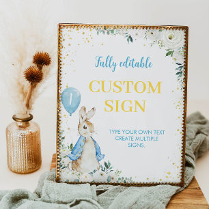 Peter Rabbit Birthday Party Custom Sign