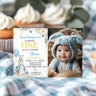 Peter Rabbit Birthday Photo Invitation