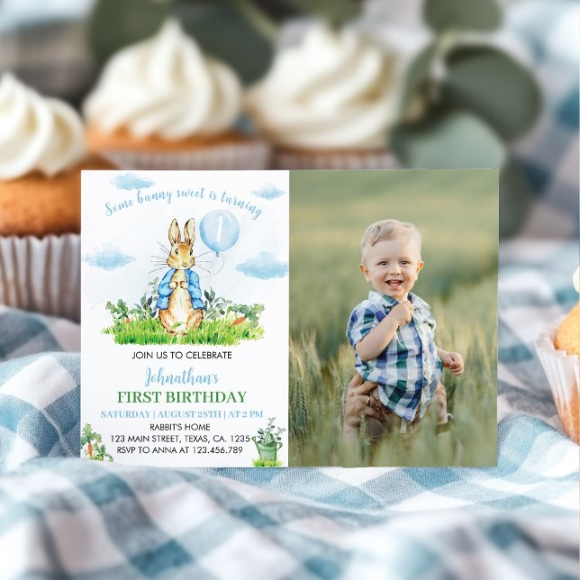 Peter Rabbit Birthday Photo Invitation (Creator Uploaded)