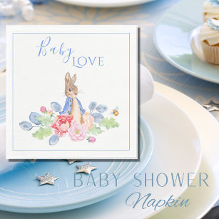 Peter Rabbit Blue Baby Love Baby Shower Napkin