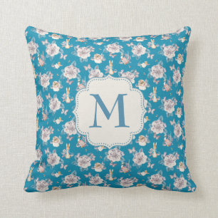Peter Rabbit Blue Floral Garden Pattern Cushion