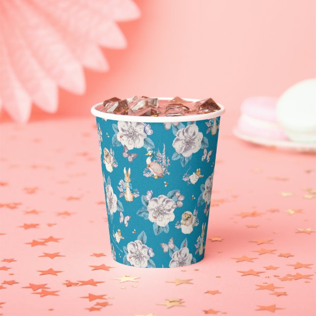 Peter Rabbit | Blue Floral Garden Pattern Paper Cups (Insitu)
