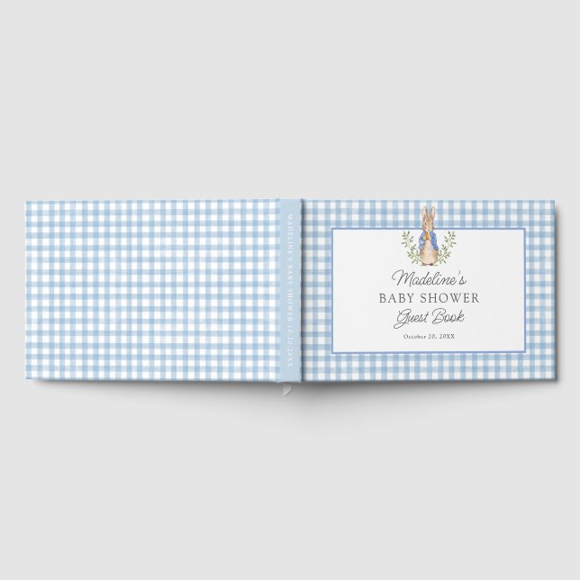 Peter Rabbit Blue Gingham Baby Shower Guest Book (Full)