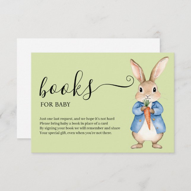 Peter Rabbit Boy Baby Shower Books For Baby Enclosure Card (Front/Back)