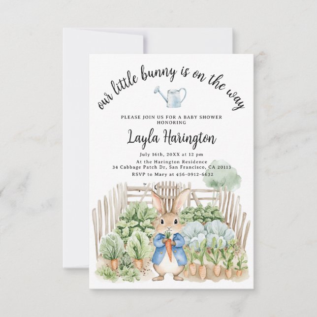 Peter Rabbit Cabbage Patch Vegetables Baby Shower  Invitation (Front)