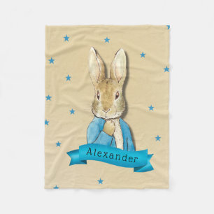 Peter Rabbit Carrots and Stars Boy Custom Fleece Blanket